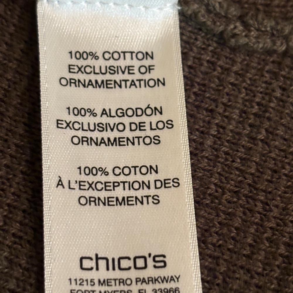 Chico’s Military Style Green Cardigan Sweater Embellished Size Large - Picture 6 of 6